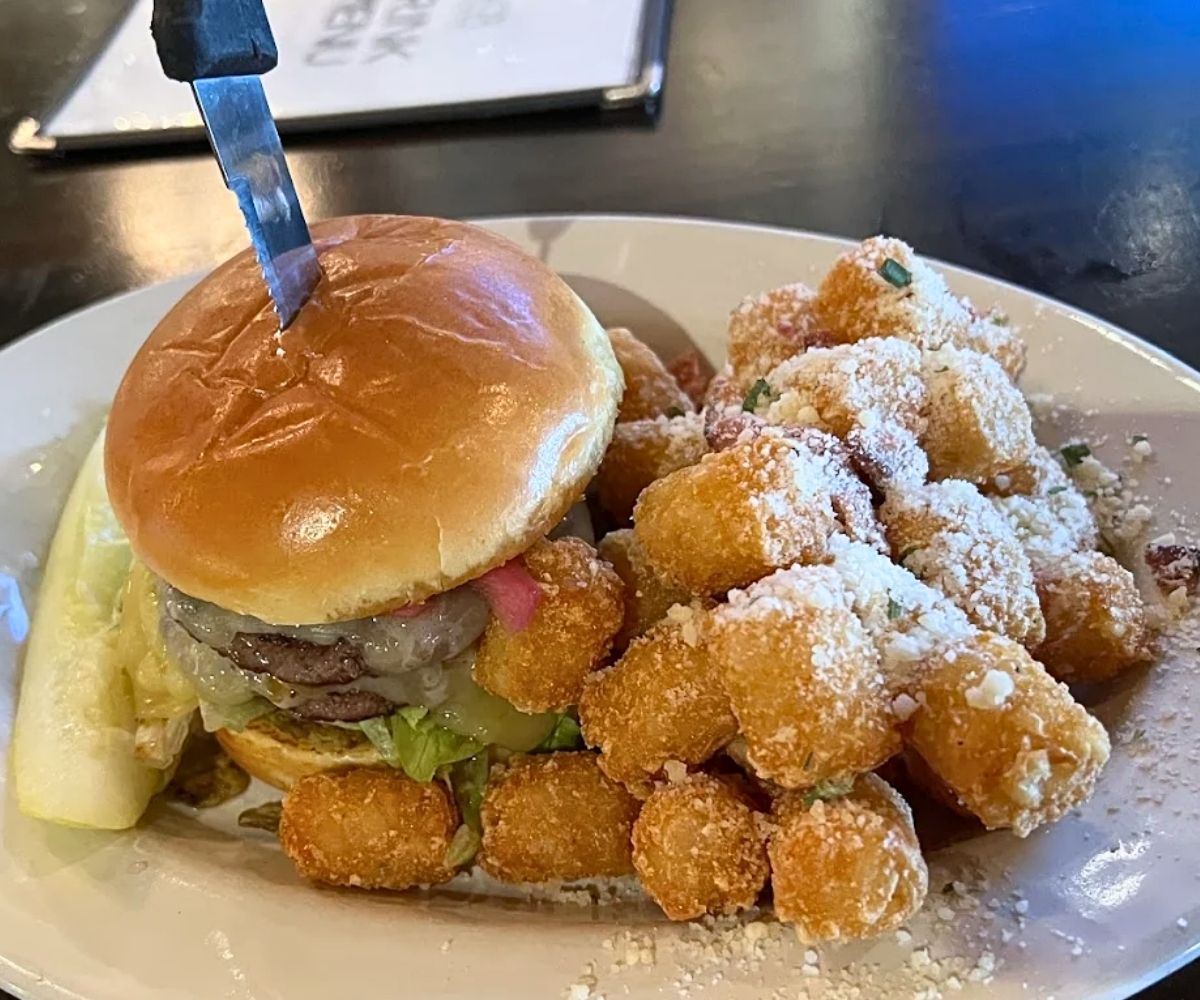 Peach BBQ Brisket Burger at Baker Street Burgers in Rockford, IL