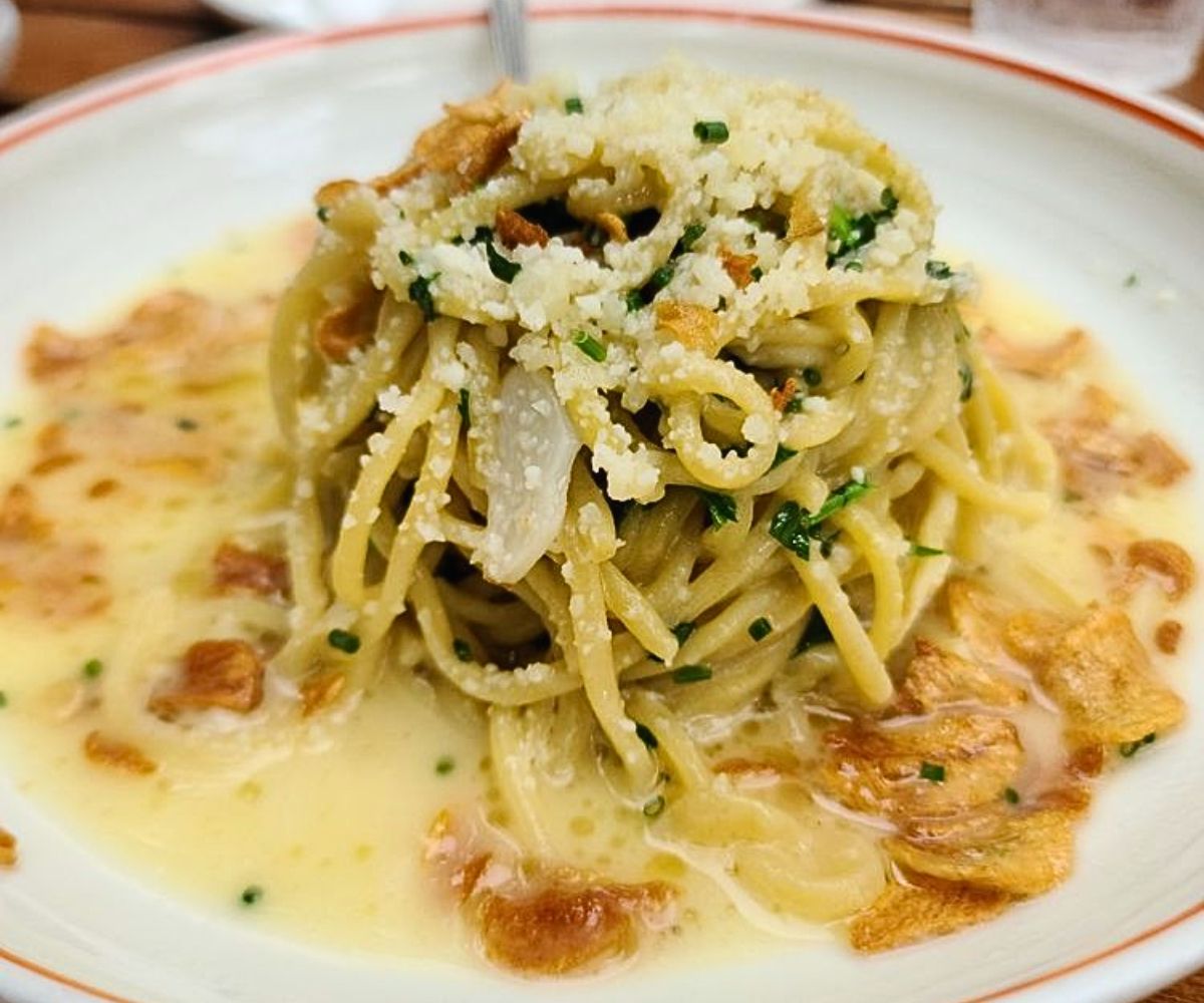 garlic noodles at heirloom in fresno, ca