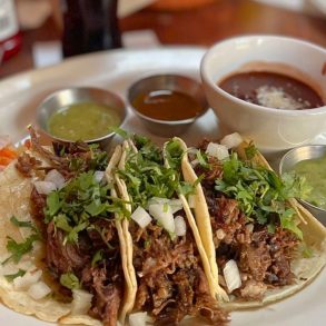 carne barbacoa tacos at El Callejon Taqueria in Santa Fe, New Mexico