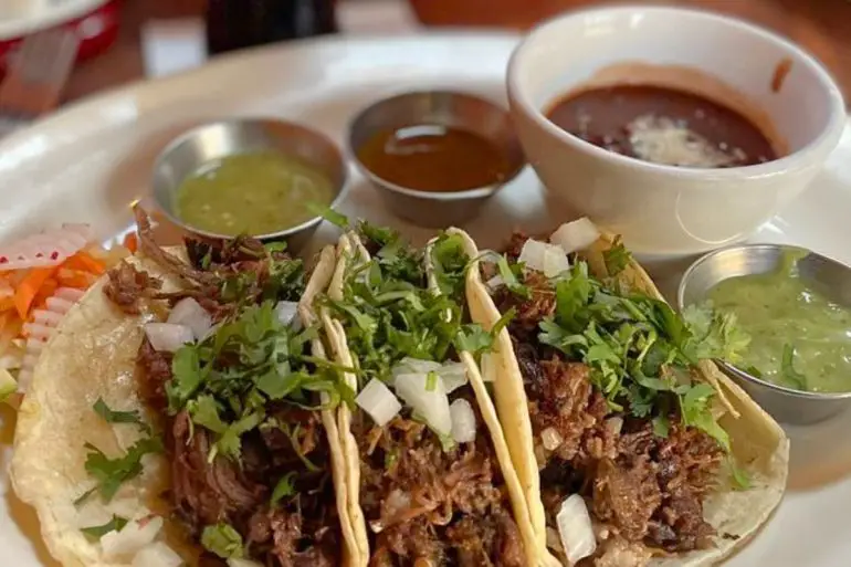 carne barbacoa tacos at El Callejon Taqueria in Santa Fe, New Mexico