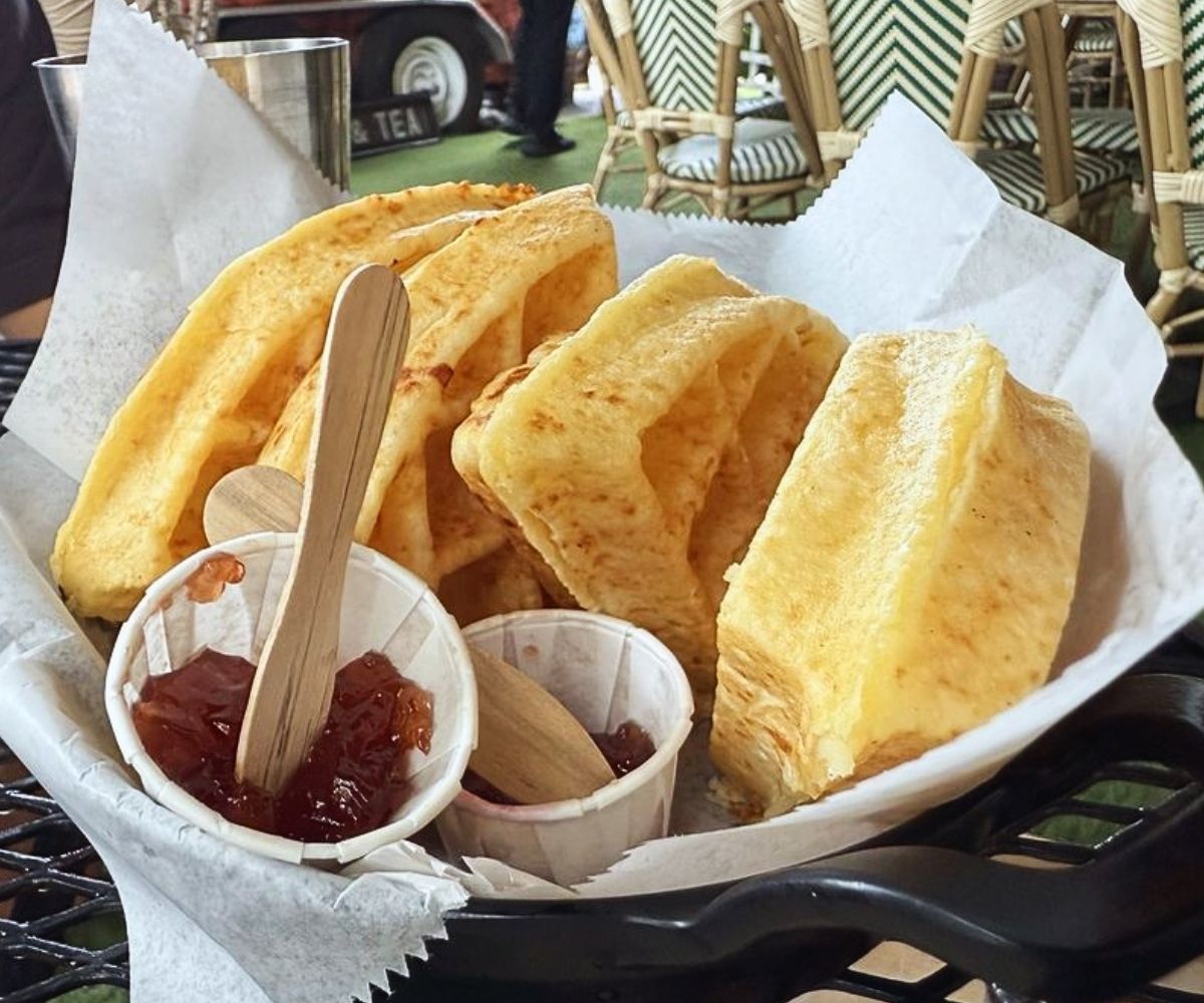 Cheese Bread Waffles at Bulegreen Cafe Yard in Oakland Park, Florida