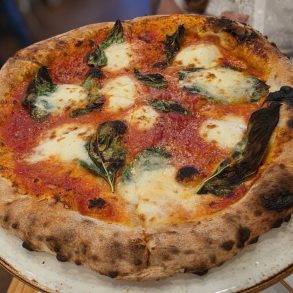 margherita pizza at scala osteria in napa, ca