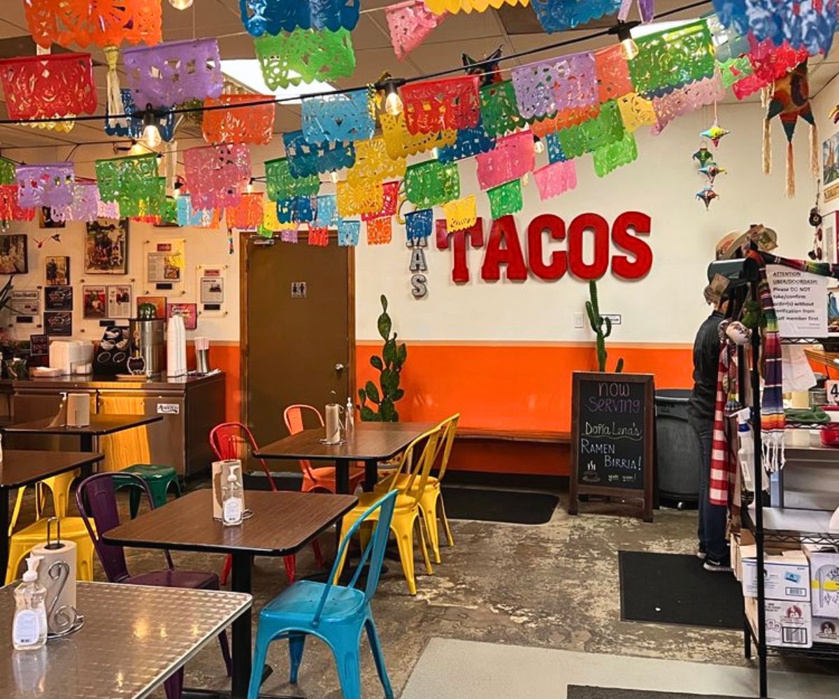 dining area at tacos dona lena in houston texas