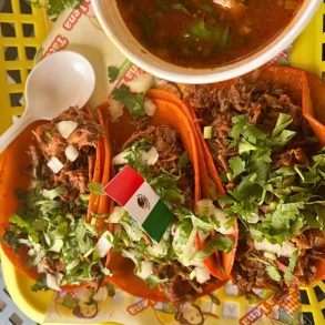 Birria tacos at tacos dona lena in houston tx