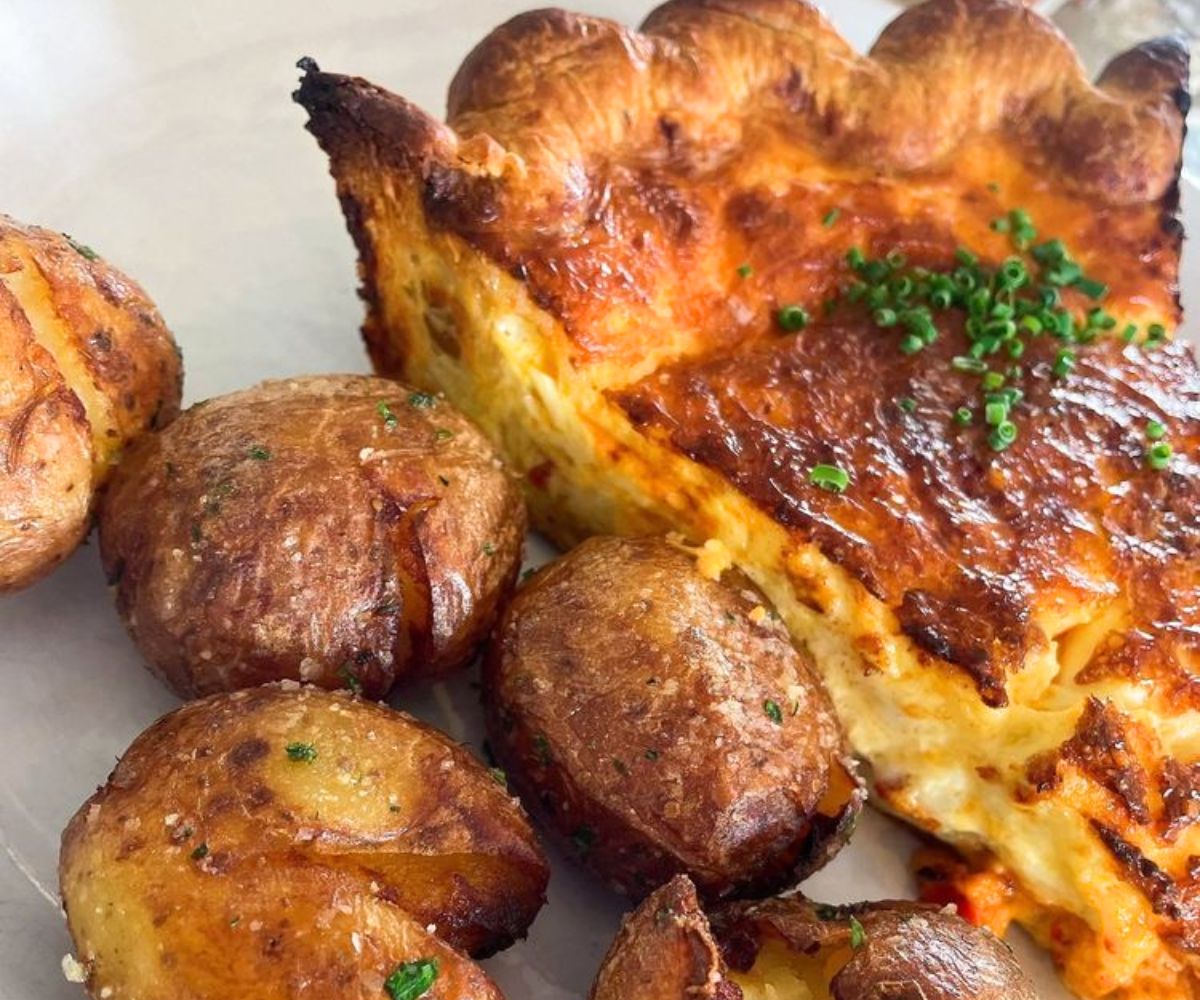 bacon pimento quiche at Hen Mother Cookhouse in Johns Creek, Georgia