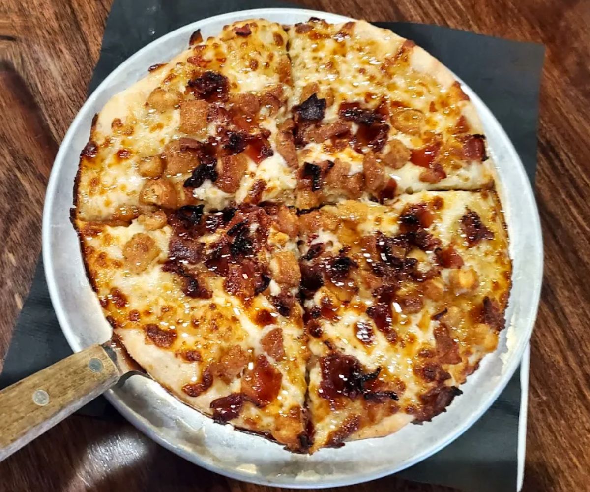 Chicken Waffle Pizza at Foundry Kitchen in Elyria, Ohio