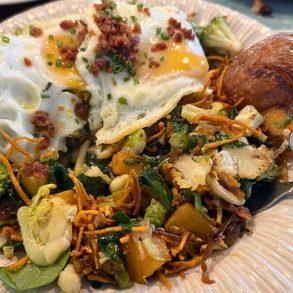 Market Hash and Eggs at Hen Mother Cookhouse in Johns Creek, Georgia
