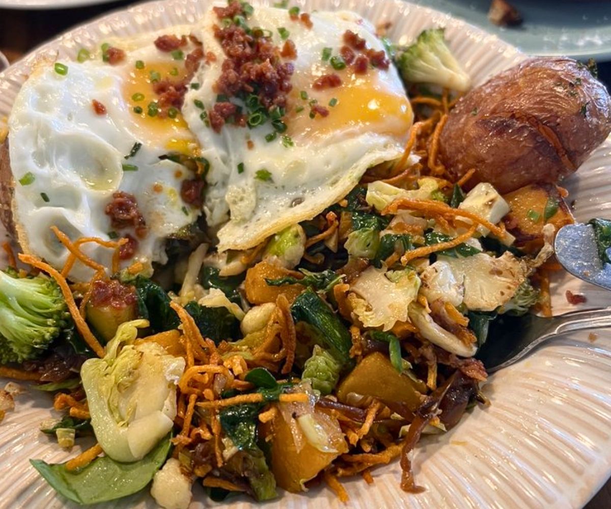 Market Hash and Eggs at Hen Mother Cookhouse in Johns Creek, Georgia