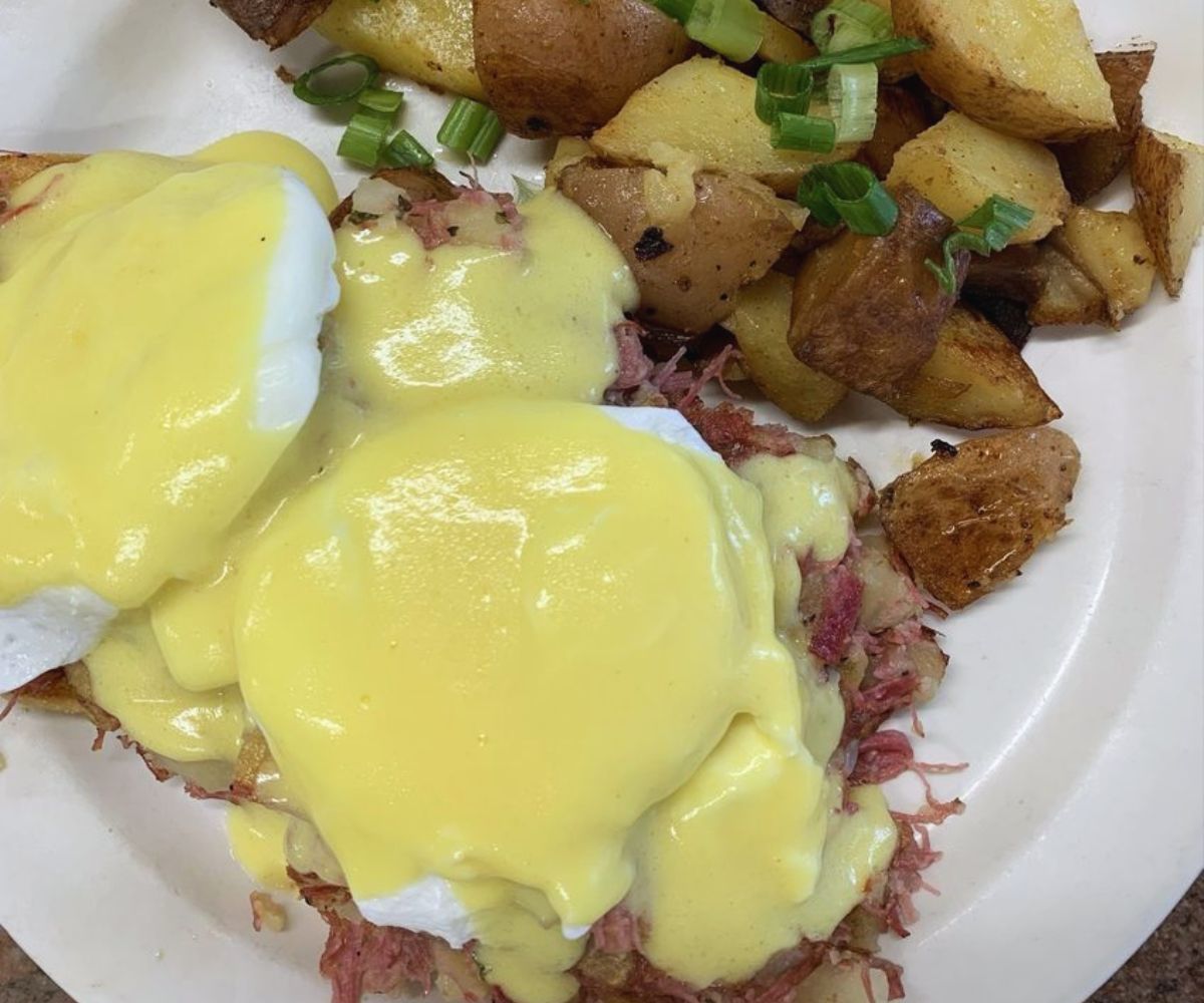 Irish Eggs Benedict at Miss Worcester Diner in Worcester, Massachusetts