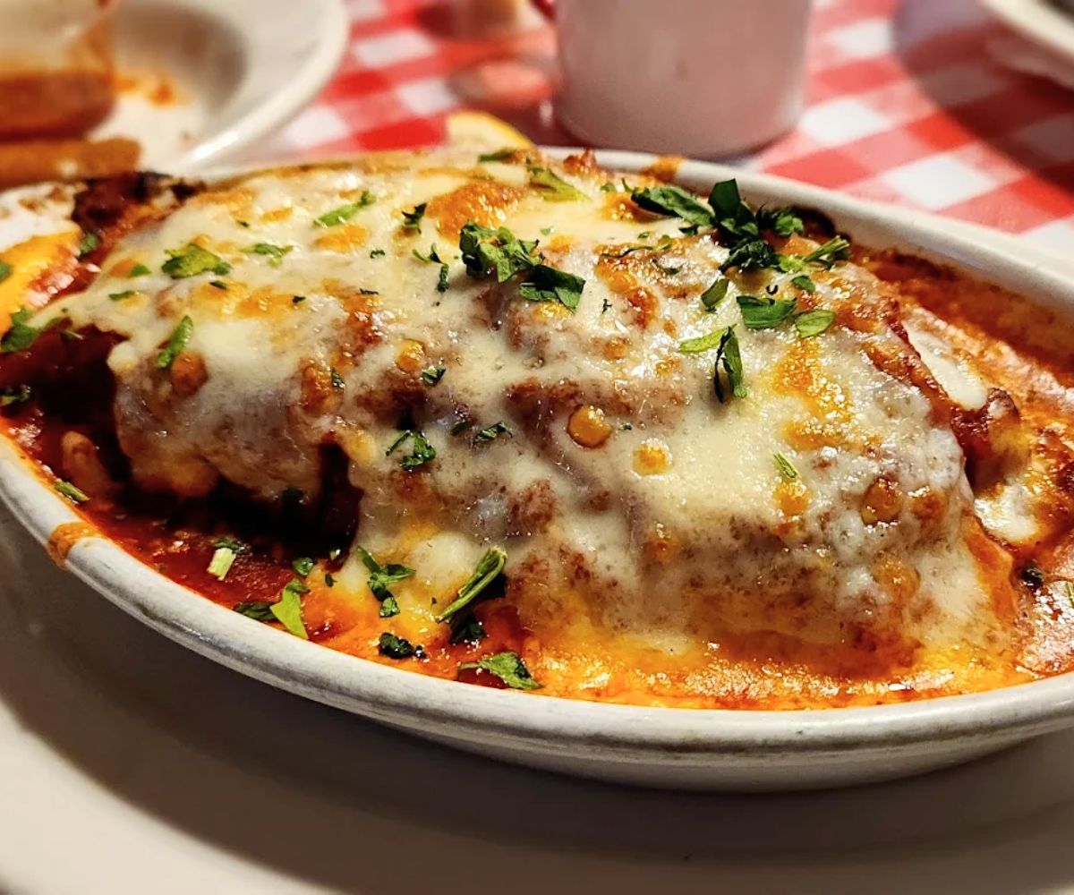 lasagna at Alfredo's Pizza and Pasta in San Bernardino, California