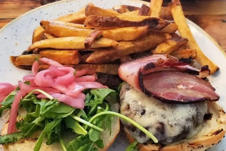 LaPlatte River Angus Farm Beef Burger at The Farmhouse Tap & Grill in Burlington, VT