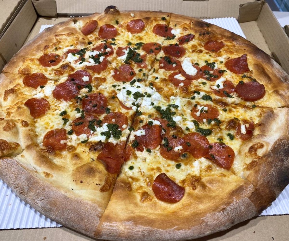 Pepperoni Pesto Ricotta Pizza at Best Pizza & Brew Vista in Vista, CA
