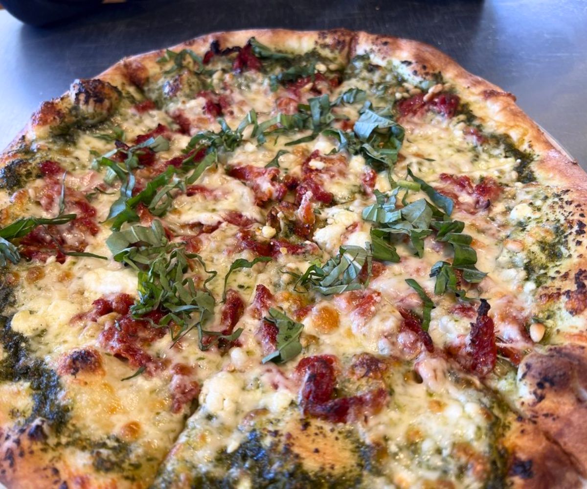 Pesto & Goat Cheese Pizza at Best Pizza & Brew Vista in Vista, CA