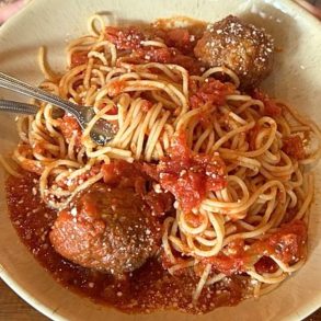 Spaghetti with Meatballs at Mio's in Edmond, OK