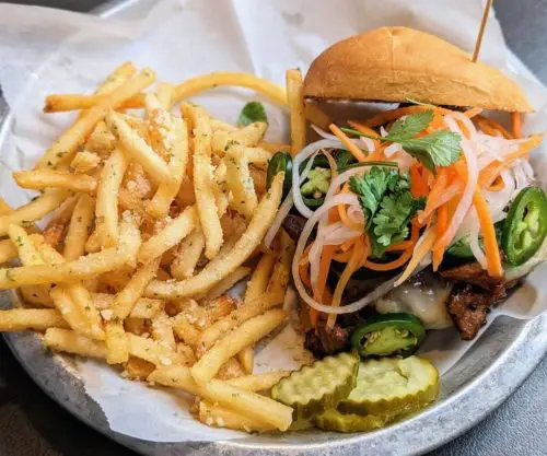 vietnamese burger at lumberyard bar & grille in flagstaff arizona