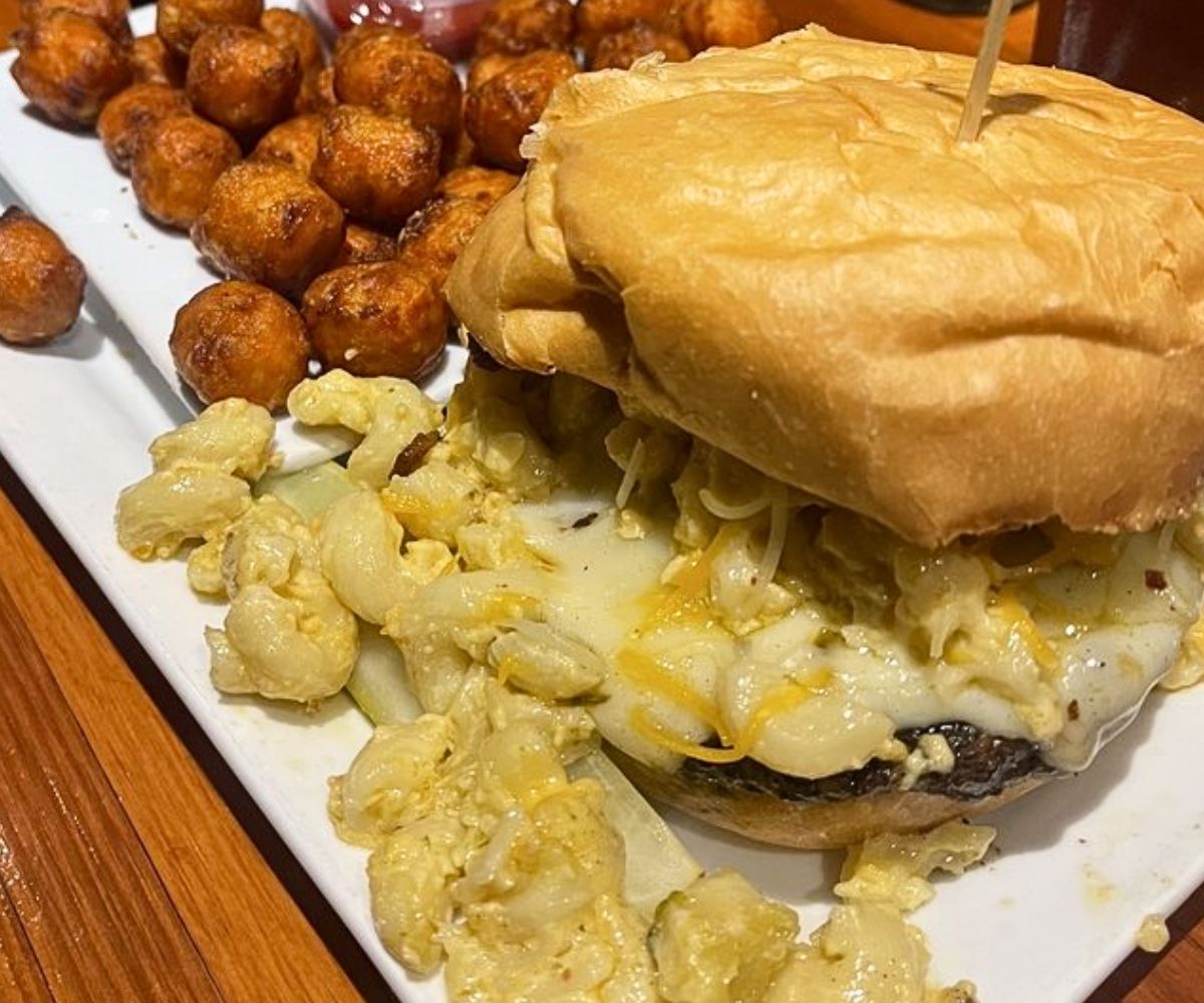 Mac and Cheese Burger at Rehab Burger Therapy in Scottsdale, AZ
