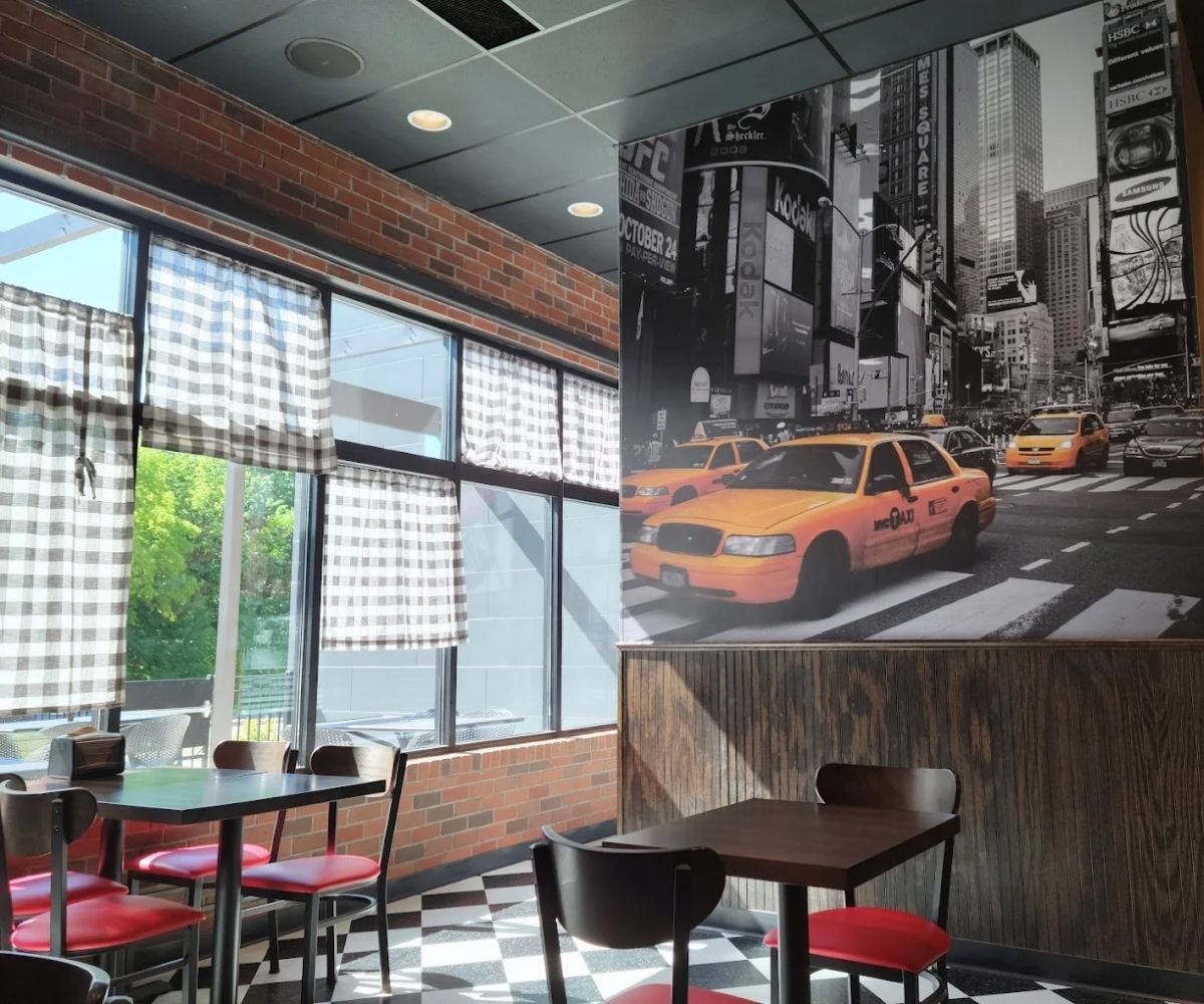 dining area at elmar's ny pizza in plymouth, minnesota