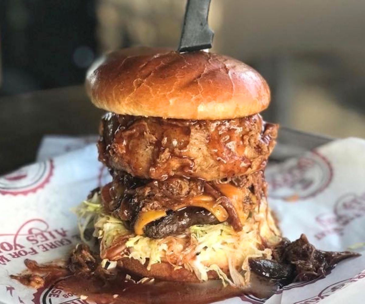 Kraken burger at Backporch Drafthouse in Lawton, Oklahoma