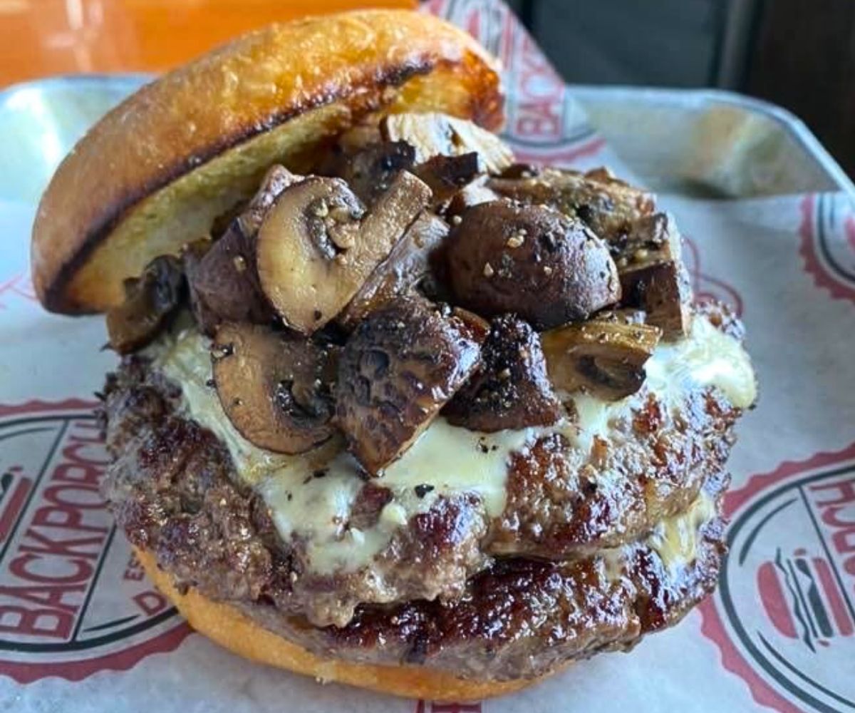 Mushroom and Swiss burger at Backporch Drafthouse in Lawton, OK