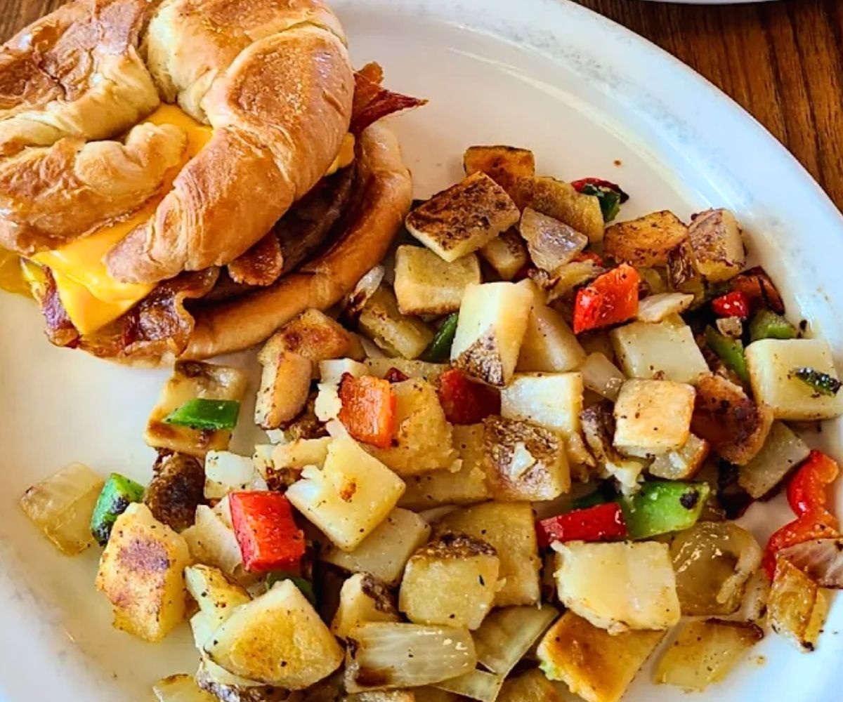 croissant breakfast sandwich at susan's restaurant in Springdale, AK