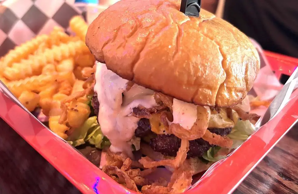 Big Jack with fries at Jack Brown's Beer & Burger Joint in Charlotte, NC