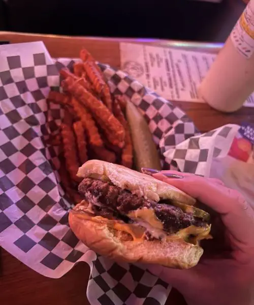 Cheeseburger and Sweet Fries at Jack Brown's Beer & Burger Joint in Charlotte, NC