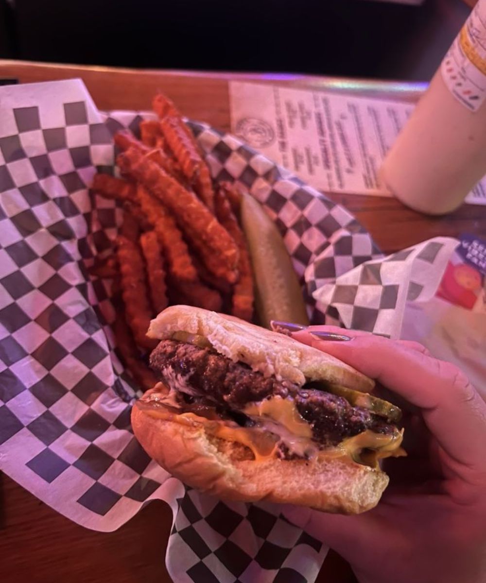 Cheeseburger and Sweet Fries at Jack Brown's Beer & Burger Joint in Charlotte, NC