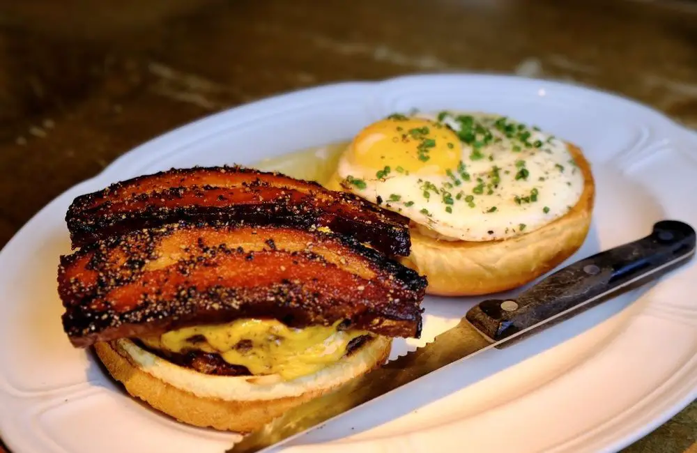 Single Cheeseburger with egg and bacon at Au Cheval