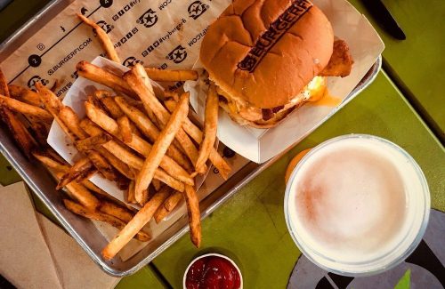 Cheeseburger, fries & drink at BurgerFi