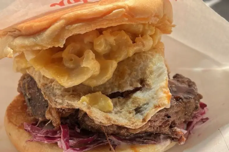 Smoke stack burger at the burger joint in Houston, Texas