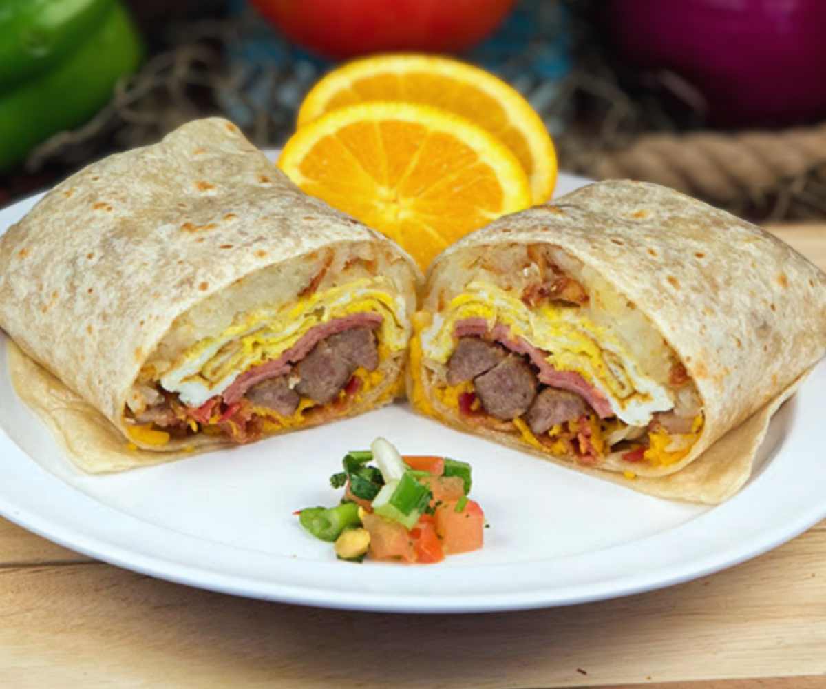 breakfast burrito at troy's burgers in Los Angeles CA