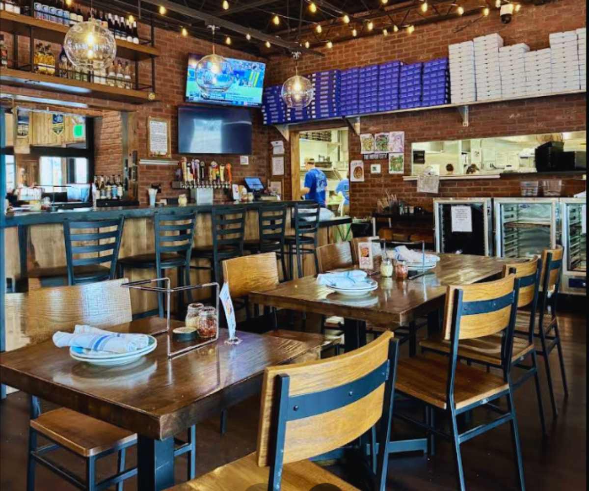 inside blue Pan pizza in golden Colorado