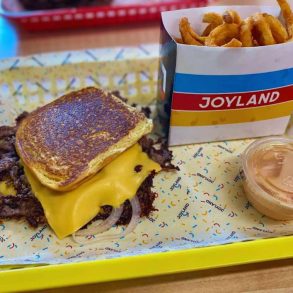 cheesy smashburger at Joyland in Birmingham, AL