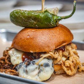 huge burger at Billy Roy's Burgers in Fremont, CA