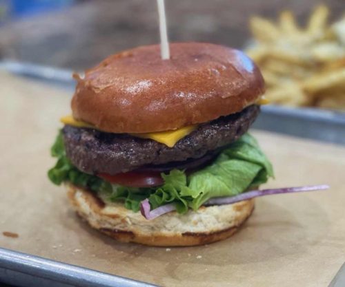 juicy burger at Billy roy's burgers in Fremont, CA