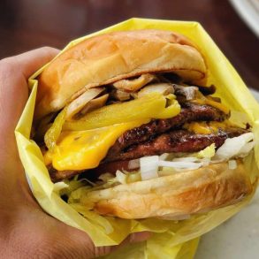cheeseburger at Mega Tom's Burgers in Murrieta, CA
