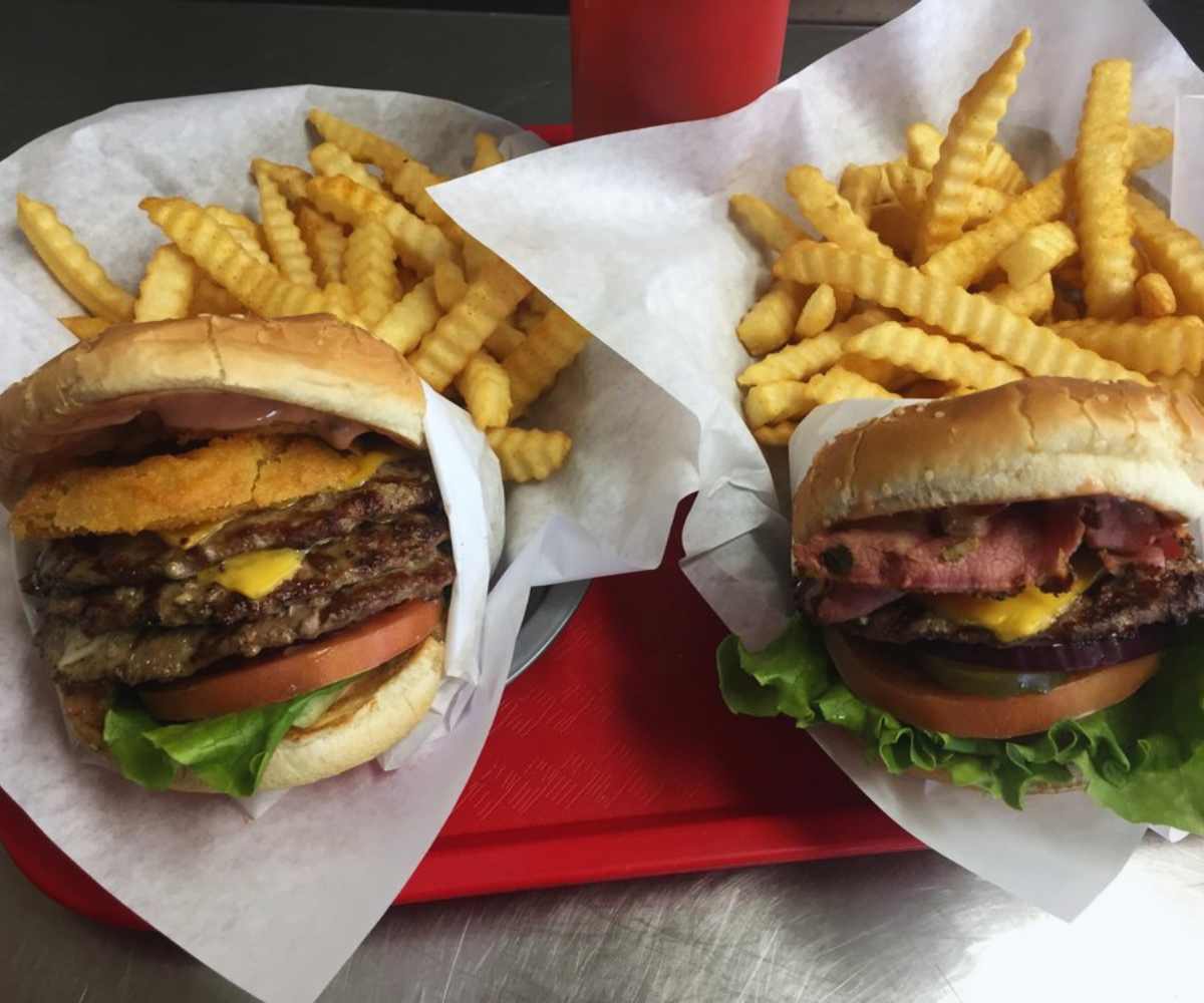 burgers at burger rush in Rialto California