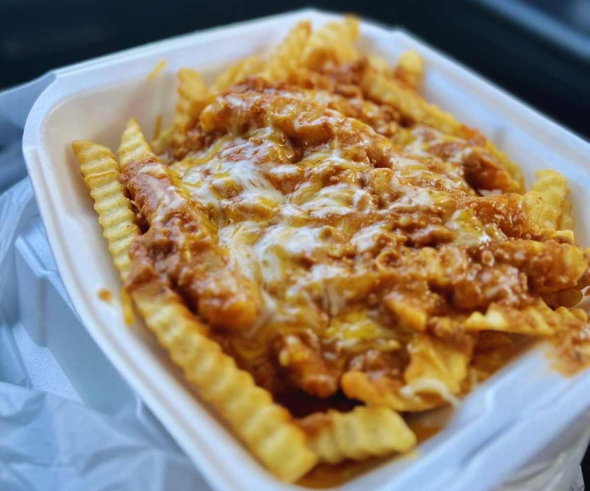 chili cheese fries at burger rush in Rialto, CA