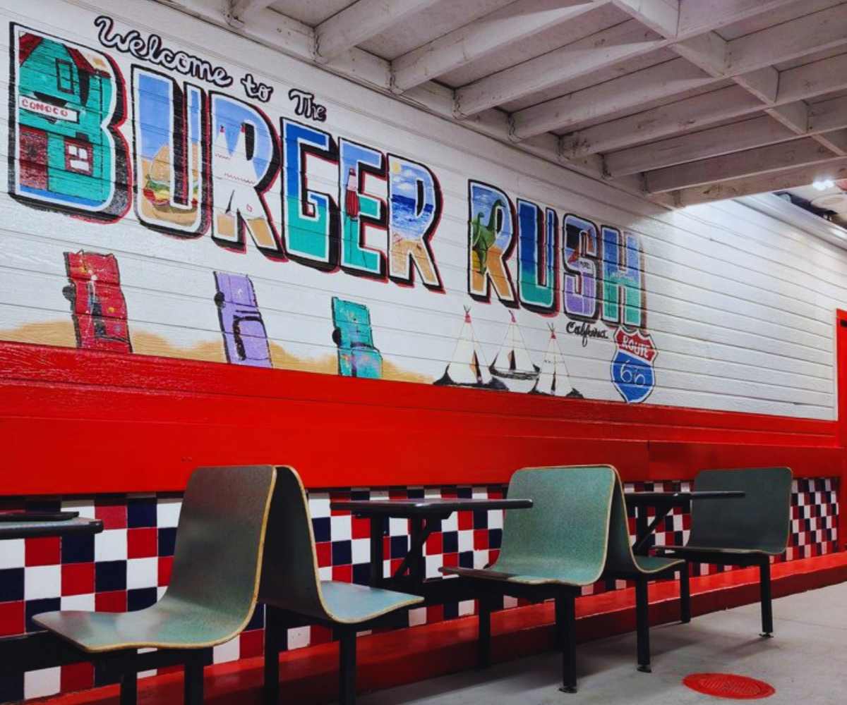 inside burger rush in Rialto ca
