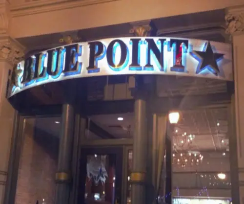 Exterior signage view at night