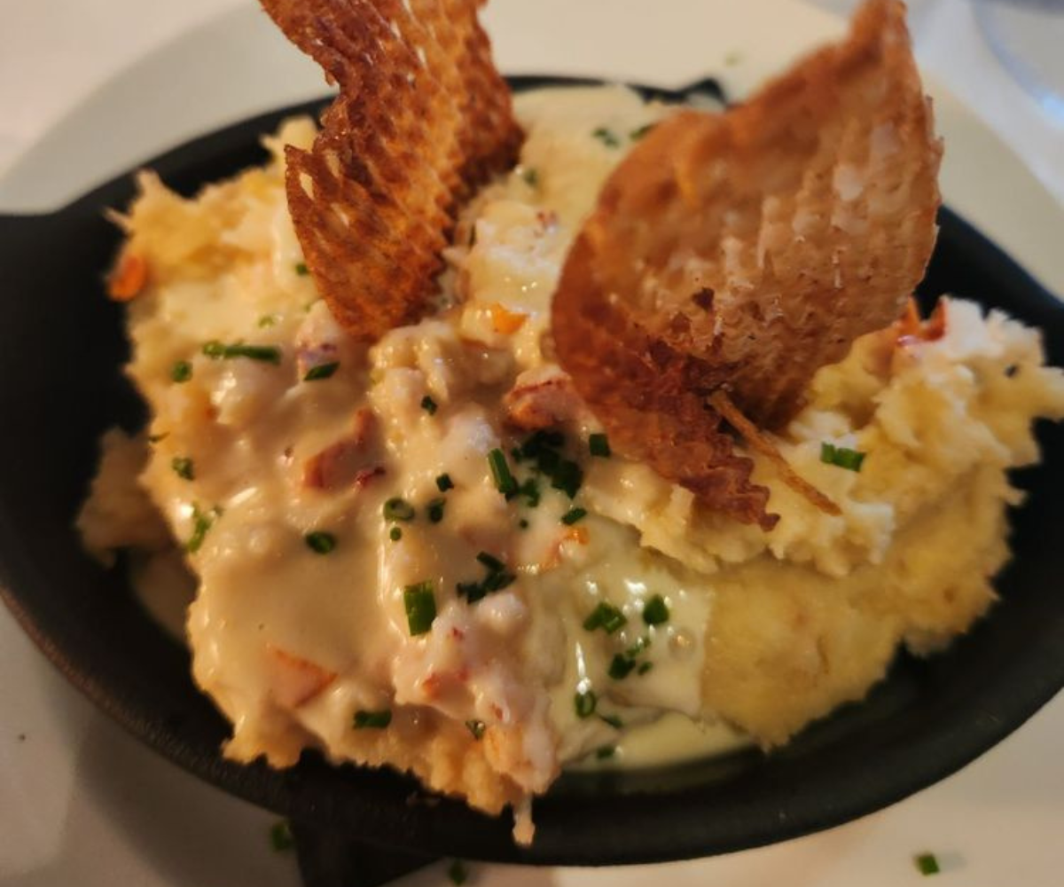 Freshly served lobster mash potatoes