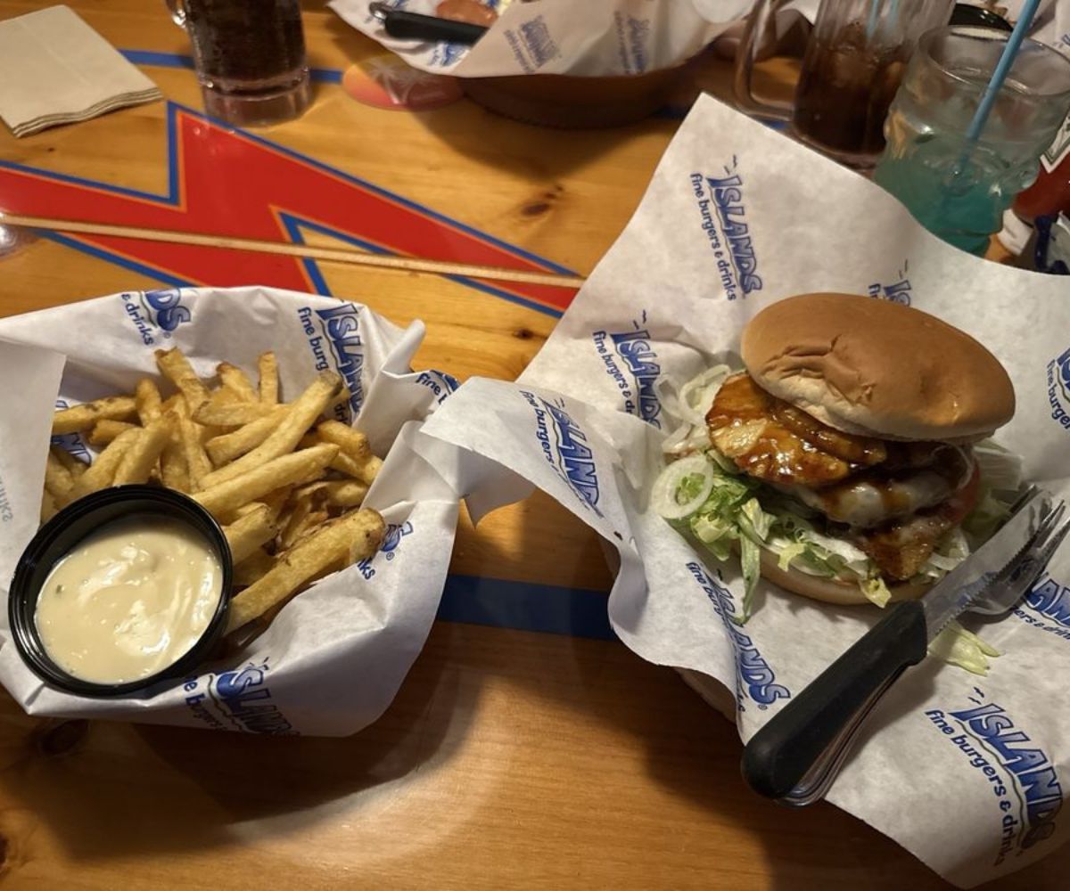 burger and fries serve in one