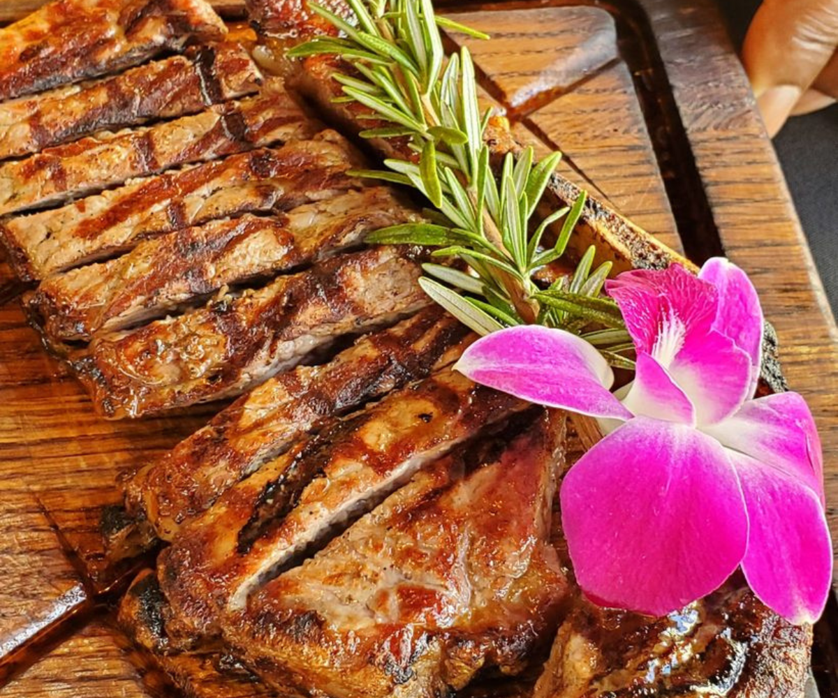 Freshly served dion's steak