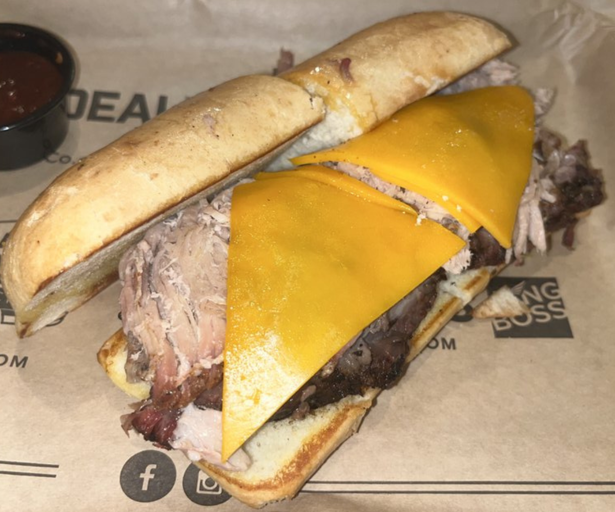 freshly served pulled pork sandwich