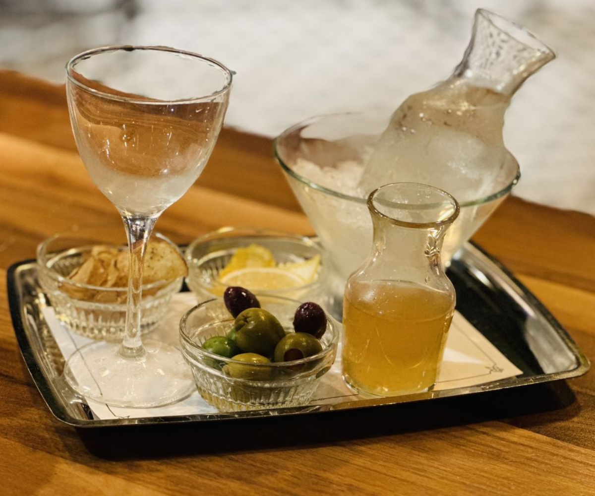 cold served glass of martini