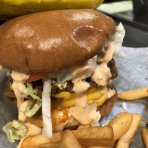 Animal Burger at Frog Pond Pub & Pizzeria located in Wilkes Barre, PA.