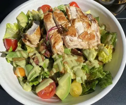 Avocado BLT Salad with chicken at Good Kitchen + Market located in Marietta, GA.
