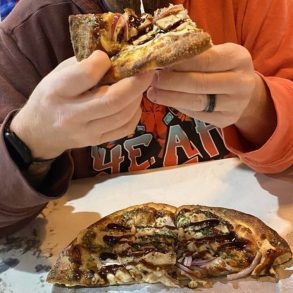 BBQ Pizza at Aroma’s Italian Grill located in Augusta, GA.