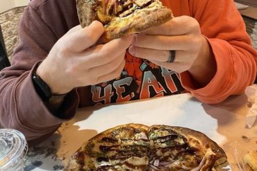 BBQ Pizza at Aroma’s Italian Grill located in Augusta, GA.