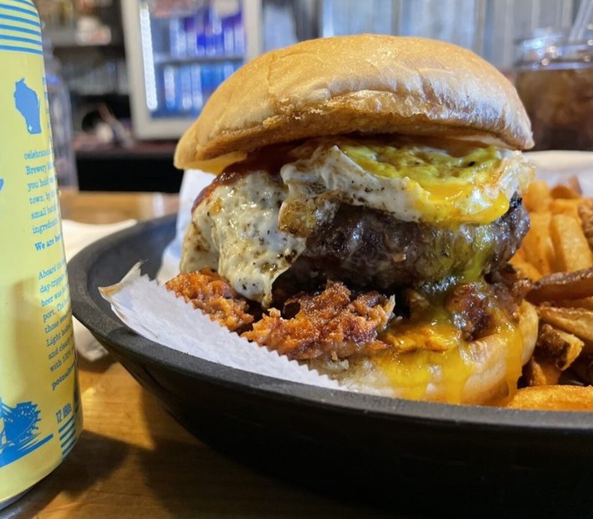 Beef Burger at The Garage located in Kenosha, WI.